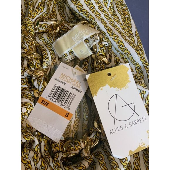 Michael Kors White & Gold Chain Print Top W/ Chain Neck $125, Size S, NWT! - Picture 9 of 10